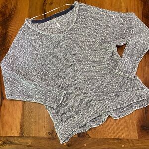 Free People Chunky Roll-Edge Super Soft, Charcoal & White Knit Sweater, Small